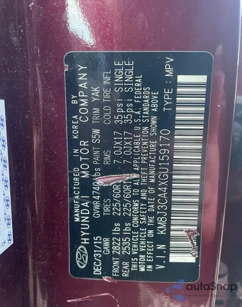 2016 Hyundai Tucson Limited z USA, uszkodzony, nr VIN KM8J3CA4XGU159170